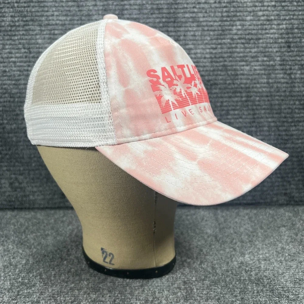 Salt Life Hat Cap Womens Adult White Pink Snap Back Trucker Mesh Live Salty OSFM